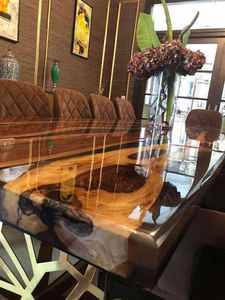 <span class=keywords><strong>Tavolo</strong></span> da Pranzo di Lusso in Legno Massello di Alta Qualità con <span class=keywords><strong>Resina</strong></span> Epossidica <span class=keywords><strong>Nera</strong></span> per Ristorante - Product Image 6