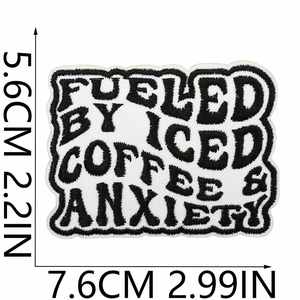 Patch brodé en tissu polyester noir et blanc avec boîte de dialogue et lettres anglaises pour vêtements, sacs et décoration d'emballages - Product Image 4