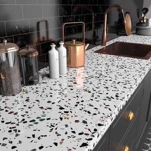 Carta da parati per controsoffitto in granito di marmo bianco carta da parati in Terrazzo impermeabile in vinile Peel and Stick rotolo di carta da parati per bancone da cucina - Product Image 3