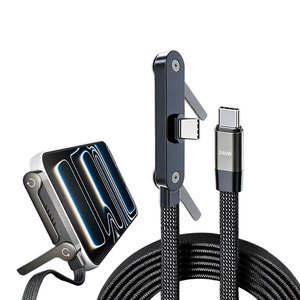 Câble USB-C vers USB-C 240W PD 5A à charge rapide, tressé en nylon, 1,5 m, avec support de téléphone pliable invisible – Offre Spéciale - Product Image 1