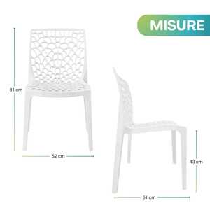 Sedie in Polipropilene Bianco con Motivo a Ragnatela, Perforate e Impilabili, per Uso Interno ed Esterno - Product Image 2