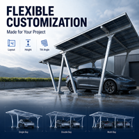 Structure de support modulaire pour carport photovoltaïque continu multi-voûtes en acier, zinc, aluminium et magnésium pour grande zone de stationnement extérieure