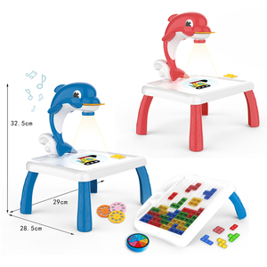 Meja Aktivitas Anak 2 in 1 dengan Proyektor Batu Bata Jerapah Pintar Musik untuk Balita, untuk Menconteng dan Menggambar - Product Image 5