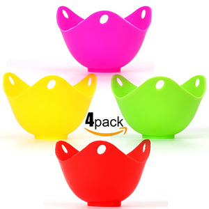 4 Pack Microwave Stovetop Cooking Poaching Cups Silicone Poacher <b>Pan</b> with Ring Standers - Product Image 2