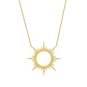 RFJEWEL 2026 Nuova Collana Trendy con Ciondolo a Forma di Sole in Ottone Placcato Oro con Zirconia Cubica e Catena ad Anello - Product Image 2