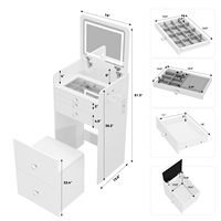 Table de toilette moderne, simple et multifonctionnelle avec miroir rabattable et armoire de rangement ultra-compacte