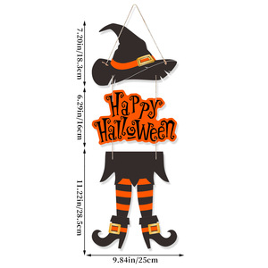 En gros, Accessoires de décoration pour fête d'Halloween : Panneau de porte triple en papier Sorcière Magicienne, Lettres suspendues Joyeux Halloween, Fournitures de fête - Product Image 6