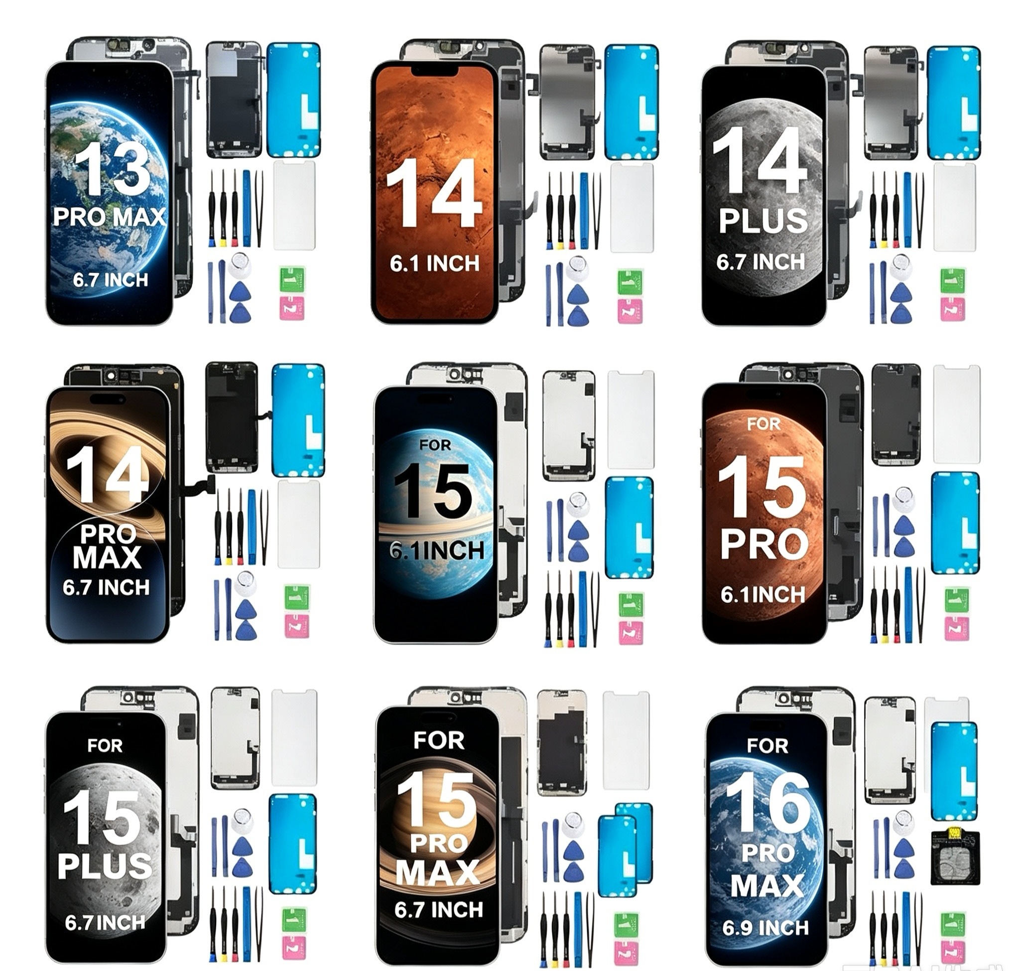 Wholesale Factory Soft OLED Screen with Integrated Portable IC for <strong>iPhone</strong> <strong>12</strong> 13 14 15 16 17 Pro Max Plus 16E 17E 6.1-6.9 <strong>Inch</strong>