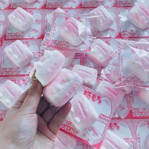 Kawaii Japan Style Kawaii Pink Baby Kitten Square Rice Cake <b>Squishy</b> Toy PU Super Soft Stress Relief Gift for Kids and Adults - Product Image 3