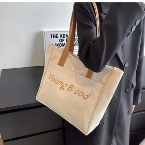 حقيبة حمل قماشية مع جيب من قماش بسعة كبيرة للتسوق والتسوق والتتسامي على الموضة من Yile الأكثر مبيعاً