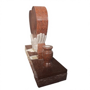 Statue commémorative traditionnelle en granit rouge d'Inde pour cimetière, utilisation extérieure - Product Image 4