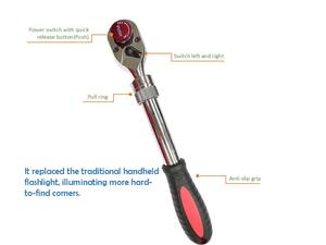 Llave de Trinquete Extensible de 3/8 Pulgadas con Acabado Cromado Pulido, Mango Ergonómico e Integración LED - Product Image 2