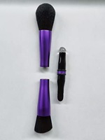Échantillons disponibles Nouveau Pinceau de maquillage 4 en 1 Portable Voyage Pinceau plat incliné pour fond de teint Pinceau de mélange haute brillance