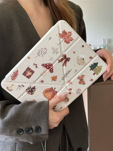 ภาพประกอบเห็ดกระรอกฤดูใบไม้ร่วงฤดูหนาวสำหรับเคสไอแพดโปรแบบแบน มินิ 6 โปร/แอร์ 3 รุ่นที่ 10 (10.9 นิ้ว) แอร์ 5 - Product Image 5