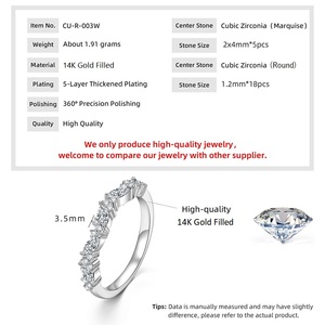 Conjunto de Anillos de Boda Unisex de Moda con Brillantes, Regalo de Aniversario, Corte Marquesa y Redondo, Anillo de Media Eternidad Clásico para Hombre y Mujer - Product Image 2