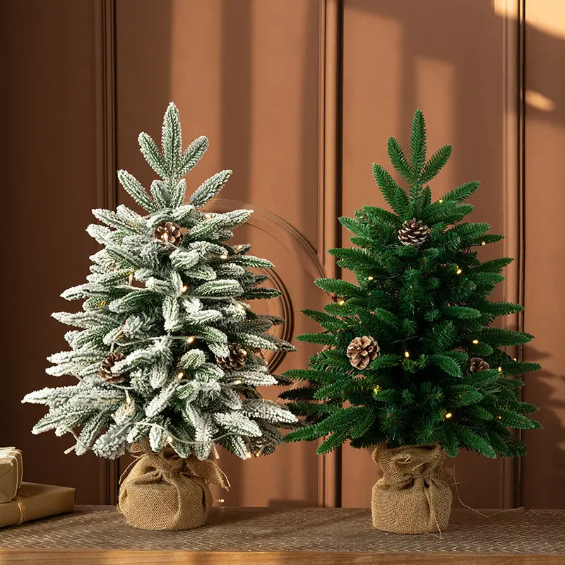 Yiwu Fabrikant Pvc Kerstbomen Mini Groen Kerstmis 45Cm 60Cm 90Cm Mini Kerstboom Sneeuw Kunstmatige Kerstboom