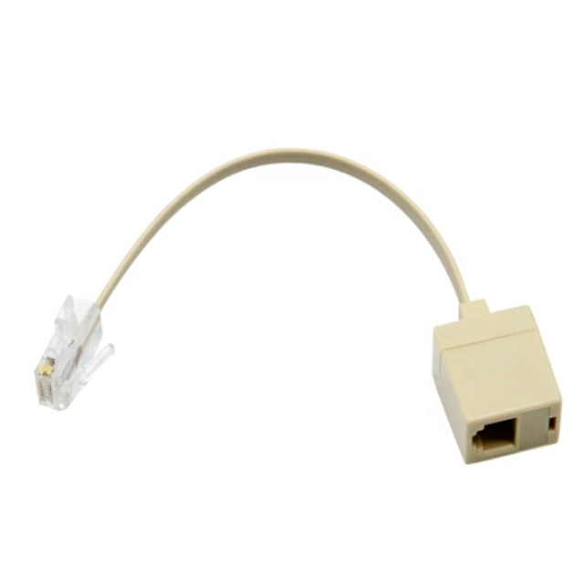 8P4C RJ45 Male to Telephone RJ11 6P4C Female Copper Cat 5e Adapter Cable