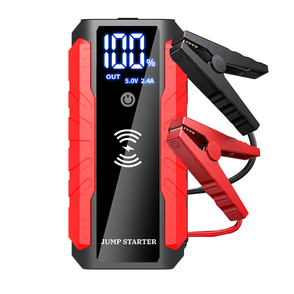 Многофункциональный стартер 20000 мАч с беспроводной зарядкой, большой экран со светодиодным светом