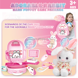 Mainan keberuntungan mewah mainan kelinci Set perawatan ransel mainan rumah sakit dokter tas ruang portabel pompa air bermain peran pembawa hewan peliharaan - Product Image 4