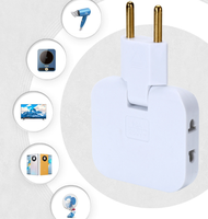 Adaptateur de prise murale rotatif portable 3-en-1 durable avec deux ports USB, économiseur d'espace, chargeur répartiteur d'alimentation pliable à 180 degrés