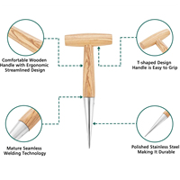 Manche en bois truie Dibbler jardin trou poinçon Dibbler outil main Dibber pour planter des graines et des bulbes à main ampoule planteur