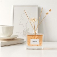 Bouteille diffuseur de parfum carrée en verre de 190 ml et 200 ml en gros, conteneur vide pour diffuseur à bâtonnets, pour acheteurs en gros, logo personnalisé
