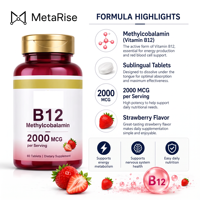 Comprimés à croquer sublinguaux de Vitamine B12 Méthylcobalamine – Soutien Beauté, Végétalien, Sans Gluten – Complément pour Adultes et Adolescents