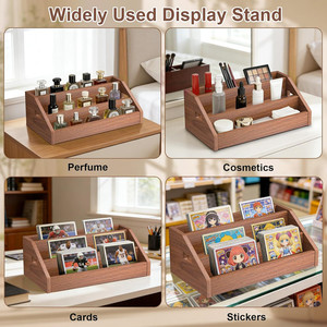 Support de rangement pour CD, 3 niveaux, pour DVD, cassettes et bandes, en bois rustique, avec poignées - Product Image 3