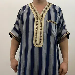 Vestuário Muçulmano Tradicional Qualidade Islâmica Abaya Dubai Robe Homem Islâmico Vestidos Arábia Saudita Marroquino Kaftan Thobe para Homens