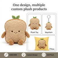 Porte-clés en peluche en forme de pain grillé, doux, anti-stress, impression de logo personnalisée, emballage cadeau, OEM ODM, faible MOQ, polyester, coton PP