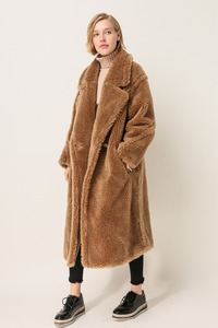 QIUCHEN QC1848 Cappotto in Vera Pelliccia di Pecora, Stile Lungo, Cappotto Teddy Color <span class=keywords><strong>Cammello</strong></span>, Taglia Oversize, Cappotto Invernale da <span class=keywords><strong>Donna</strong></span> - Product Image 4