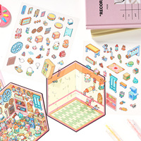 3 Stiker Per Paket Stiker Lanskap dengan Panduan Penyelarasan Stiker Anak-anak Stiker 3D