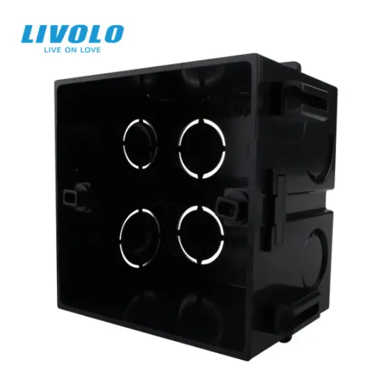 Внутренний монтажный ящик Livolo из черного пластика стандарта Великобритании для стандартного выключателя 86 мм * 86 мм