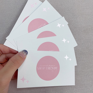 Custom Pink Foil Stamped <b>Thank</b> <b>You</b> <b>Cards</b> Branded Insert <b>Cards</b> with Minimalist Design for E-commerce & Gift Packaging - Product Image 1