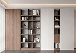Estantería Italiana Minimalista de Pared Completa, Abierta y Cerrada, con Almacenamiento, Melamina <span class=keywords><strong>Blanca</strong></span> Mate, para Sala de Estar, Dormitorio, Escuela, Estudio, Oficina en Casa - Product Image 3