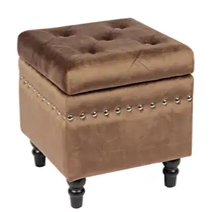 Bailey Brown Storage Chair Velvet Footrest Ottoman Box