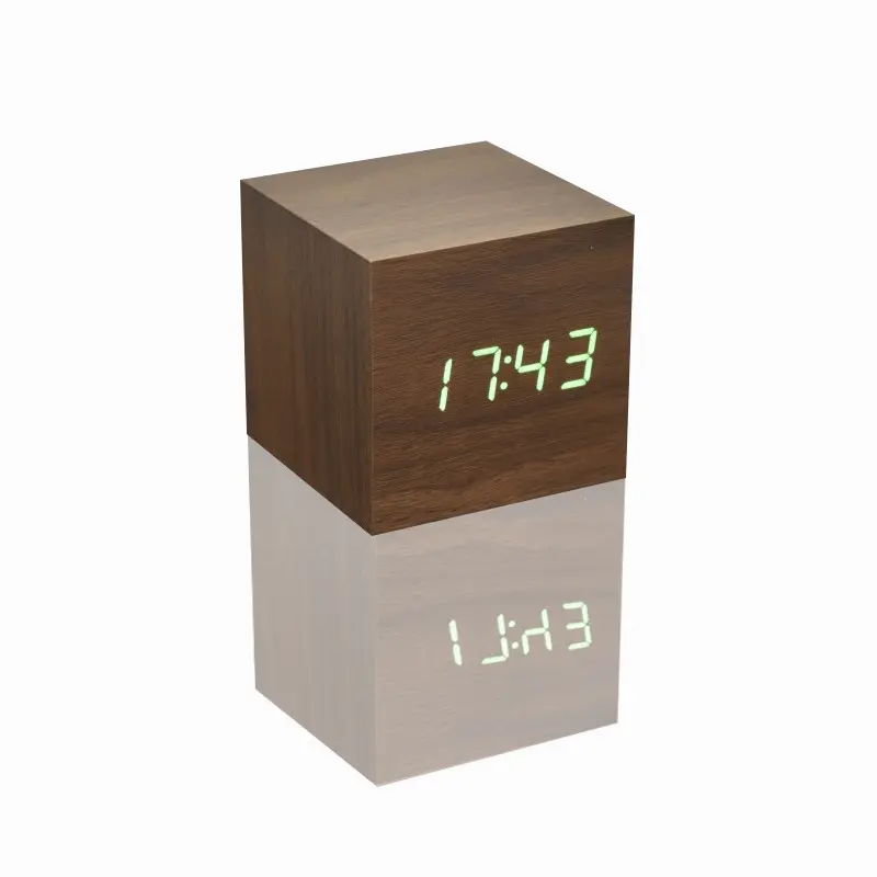Wooden Led Alarm Clock Wireless Charger Charging Led Usb Electronic Desk Digital Alarm Clock Wireless Charging Modern Smart Led