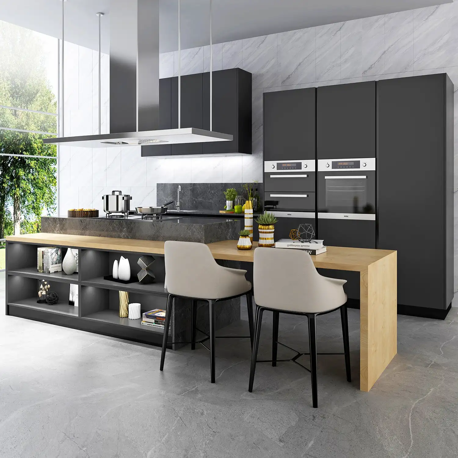 PA modern designs high gloss lacquer modular kitchen cabinets