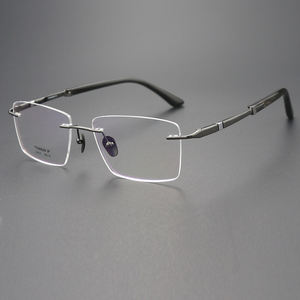 H2418 çerçevesiz gözlük, saf titanyum çerçeve + doğal boynuz tapınaklar, doğrudan üretici tarafından sağlanan, zarif görünümlü - Product Image 2