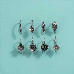 Sierlijke Blad Oorbel Componenten Antiek S925 Sterling Zilveren Bloem Oorbel Haken Met Lus Voor Sieraden Maken - Product Image 1