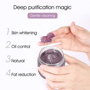 Etiqueta privada Espinillas Limpieza de poros Blanqueamiento facial <span class=keywords><strong>Mascarilla</strong></span> de arcilla púrpura de berenjena vegana para pieles sensibles - Product Image 2