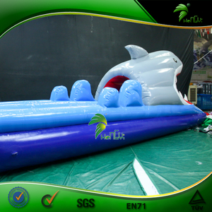 Bouncy Inflatable cá mập trượt nước cho vui chơi giải trí công viên mùa hè hồ bơi Float Inflatable động vật đường hầm - Product Image 5