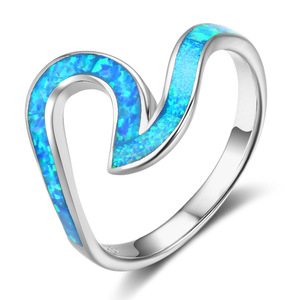 Wholesale S925 sterling silver geometric opal <b>rings</b> suitable for women's everyday wear fashionable jewelry - Product Image 1