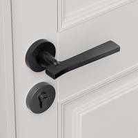 GUIDI Serrure de porte magnétique silencieuse en alliage de zinc noir mat avec poignée à levier fendu pour chambre, salle de bain, porte intérieure en bois, hôtel moderne