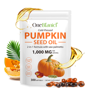 OneBotanical al por mayor: 300 cápsulas blandas de aceite de semilla de calabaza orgánico prensado en frío con Saw Palmetto para el crecimiento del cabello - Product Image 1