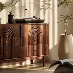 Solid Wood <b>Black</b> Walnut Nine Drawer Chest Retro Storage Cabinet Modern Minimalist Living Room Bedroom <b>Sideboard</b> - Product Image 2