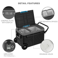 Réfrigérateur portable DC 12 volts, congélateur de voiture, 50 litres, double refroidissement, refroidisseur de voiture 12V, 12/24 DC et 100-240V