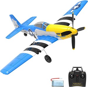 Avión RC de 4 Canales P51 <span class=keywords><strong>Mustang</strong></span> Azul, Avión RC Listo para Volar con Giroscopio, Juguetes de Radiocontrol para Niños, Regalos - Product Image 1