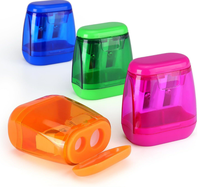 Lot de taille-crayons manuels en plastique pour étudiants, double trou, transparents, rapides et sûrs, avec logo personnalisé, pour la vente en gros, les lots de récompenses pour salles de classe, directement de l'usine