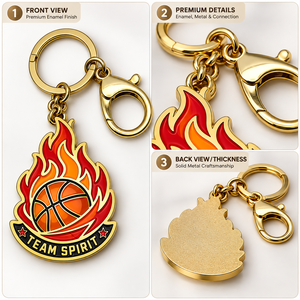 Porte-clés en métal personnalisé pour le basketball, porte-clés d'équipe sportive avec logo personnalisé, cadeau promotionnel - Product Image 3